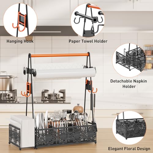 Eknitey KITCHEN UTENSIL HOLDER FOR COUNTERTOP Outdoor Grill Caddy Organizer: Camping Kitchen Accessories Rack thumb #1