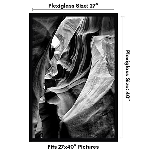 Americanflat 27x40 Movie Poster Frame with Polished Plexiglass - Black Picture Frame - Wide Photo Frames Made of Engineered Wood for Vertical or Horizontal Wall Display - Epic Collection - Black