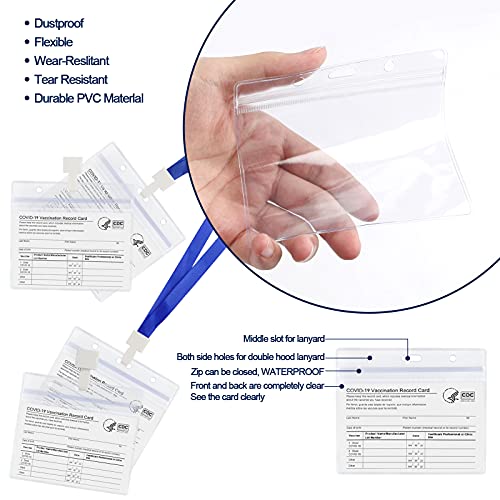 3Pcs Vaccine Card Holder, Id Badge Holders Sealable Waterproof Clear Plastic Holder, Horizontal Badge Id Name Tag With Waterproof Type Resealable Zip For Work Id Card, Name Tag, Driver License #TOP1