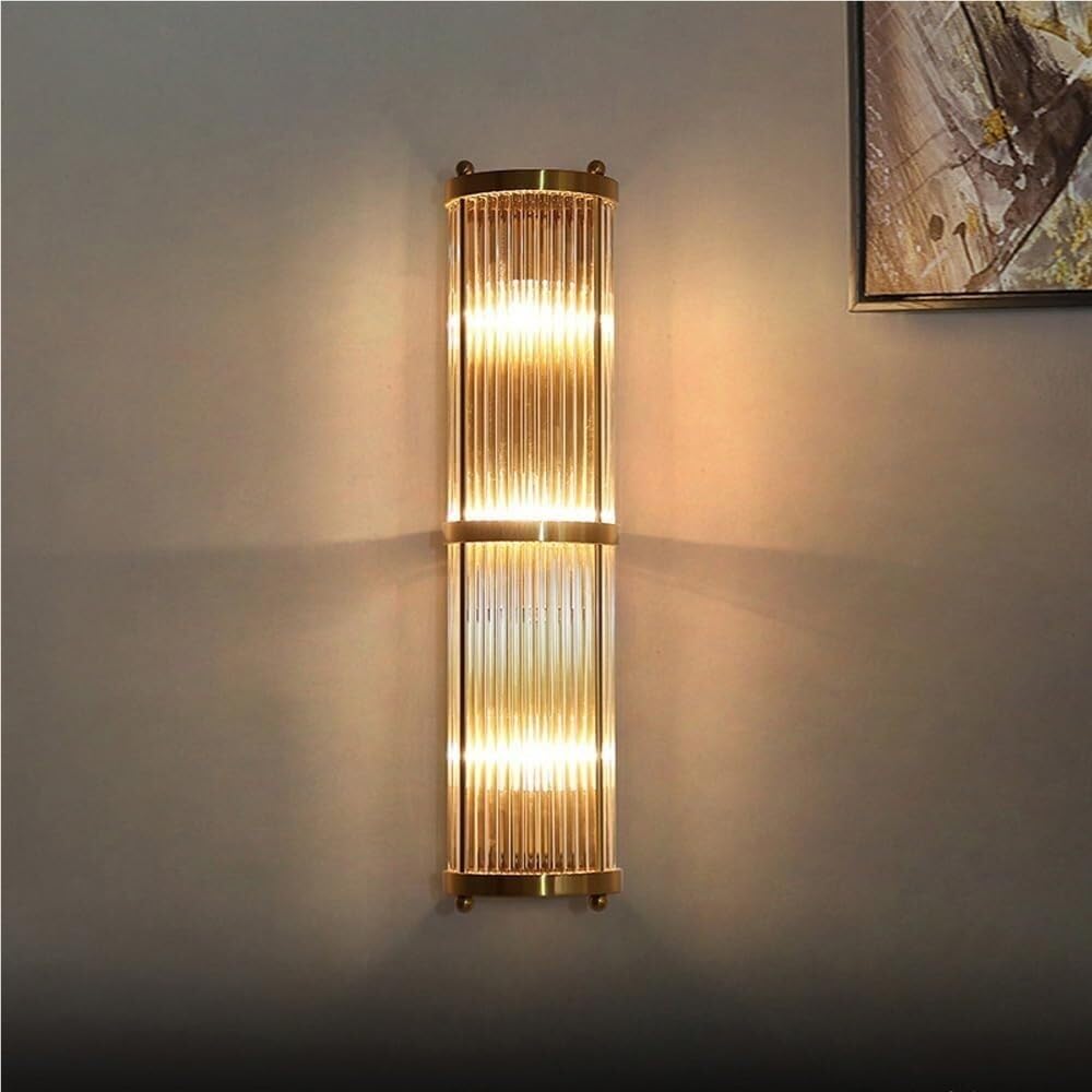 LYOUAE Postmodern Crystal Wall Sconce Gold Finish Indoor Wall Mount Light E14 Headboard Wall Lighting Fixture for Bedroom Living Room Hallway