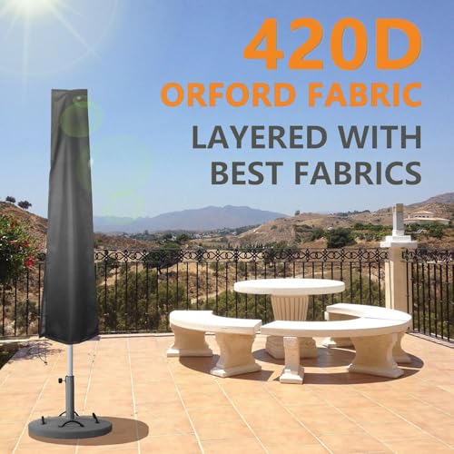 Funda para sombrilla de exterior impermeable con protección antiviento para jardín y terraza 5