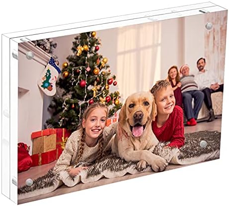 NIUBEE Acrylic Photo Frame 4x6 Gift Box Package, Clear Free Standing Desktop Double Sided Magnetic Picture Display