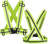 VTECHOLOGY 2Pcs Safe Reflective Safety Vest Visibility Vest Adjustable Straps Bright Vests For Work Signal Vest For Night Work Running Cycling