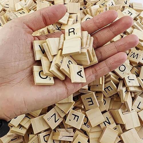 GXXMEI 600PCS Wooden Tiles, Letters for Crafts, Making Alphabet Coasters, Wooden Letter Tiles, A-Z Capital Letters for Crafts, Spelling, Crossword Game