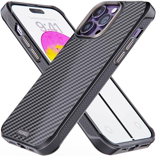 REBEL Case for iPhone 14 Pro Max [Gen-5 Aramid Fiber] Strong MagSafe Compatible, Grippy Sides, Shockproof Corners, Metal Lens + Buttons, Upgraded Protective Design, 6.7 Inch Phone 2023 (Black) by REBEL - Used condition - US$19.37