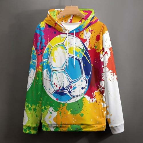 Sweat à capuche pour hommes imprimé football graffiti avec cordon - 6