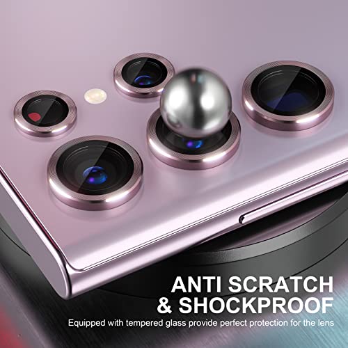 Image of Choiche for Samsung Galaxy S23 Ultra Camera Lens Protector, Scratch-Resistant Tempered Glass with Alloy Edge Camera Cover Screen Protector Decoration Accessories for S23 Ultra 5G 2023 - Burgundy