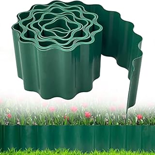 AKOFIC Lawn Edging 20 cm High, 9 m Green Flexible Lawn Edging Fence, Plastic Garden Grass Lawn Edge Border DIY Outdoors Grass Barrier for Patio Pathway Lawn Path & Prevents Root Propagation