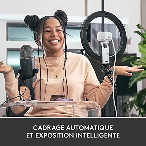 Logitech StreamCam : webcam pour streaming YouTube et Twitch, full HD 1080p 60Fps, connexion USB-C, détection des visages par IA, mise au point automatique, vidéo verticale - Blanc