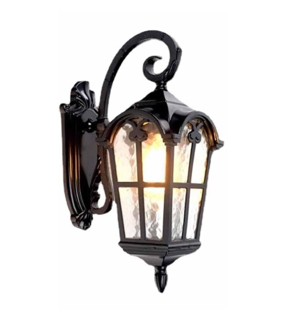 CVdrtyED Outdoor Wall Lights Black Aluminum Outdoor Wall Sconce Glass Lantern Light Waterproof Exterior Lamp for Garden Hallway Yard Durable Porch(1 Pack)