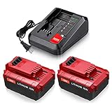 LORDONE 6500mAh PCC685L Battery Compatible with Porter Cable 20V Battery for PCC680L PCC682L PCC685LP PCC681L PCC660B PCC790B Battery with Porter Cable 20V Charger Power Tools Battery（2Packs）