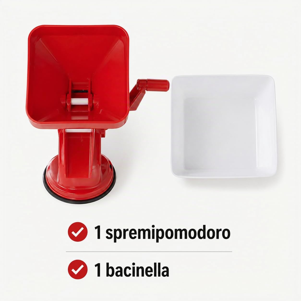Spremipomodoro manuale con ventosa, passapomodoro per salsa in acciaio inox e corpo resistente, macchina per salsa fatta in casa, smontabile e lavabile in lavastoviglie