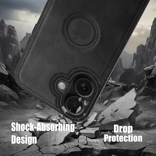 Image of Leather Case for Apple iPhone 17 Premium Protective Stylish Slim Cover with Shockproof Raised Edges Black
