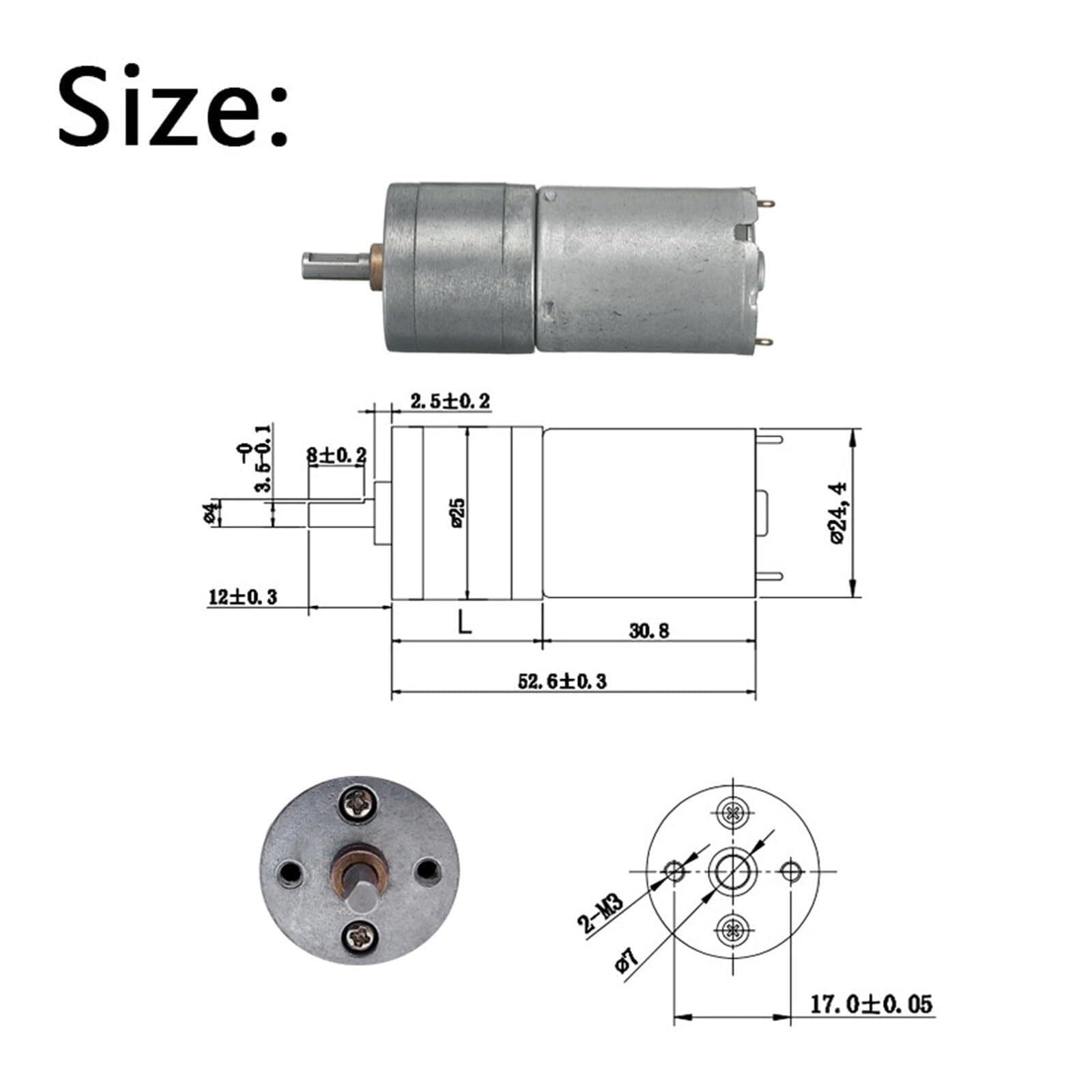Motore DC JGA25-370 12V/6V bassa velocità coppia elevata con staffa e