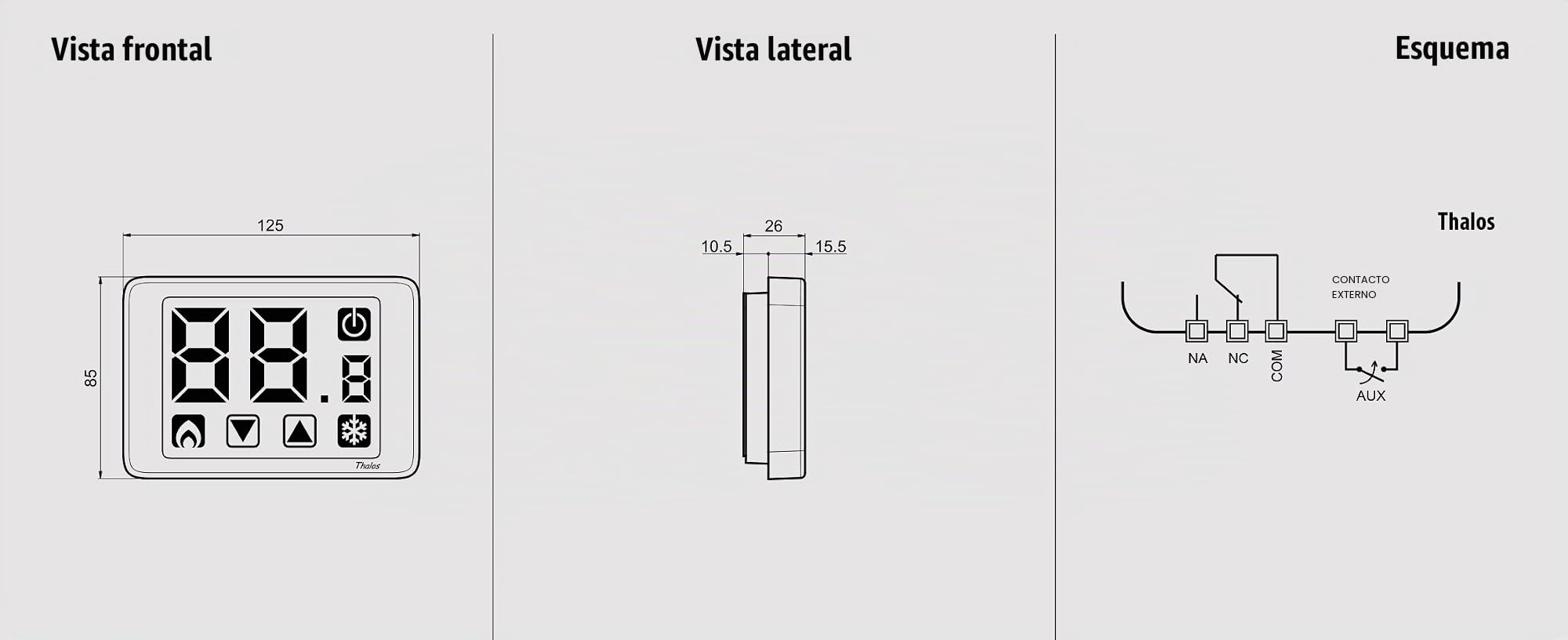 VEMER VE433900 THALOS - Termostato de Ambiente de pared para Calefacción y Aire Acondicionado, Pantalla Táctil, Alimentación a Pilas, Negro