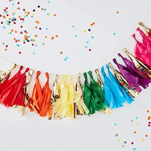 Ginger Ray Multi Coloured & Gold Tassel Garland Party Hanging Decoration Over The Rainbow,20 centimeters (Pack of 2) - Image 3