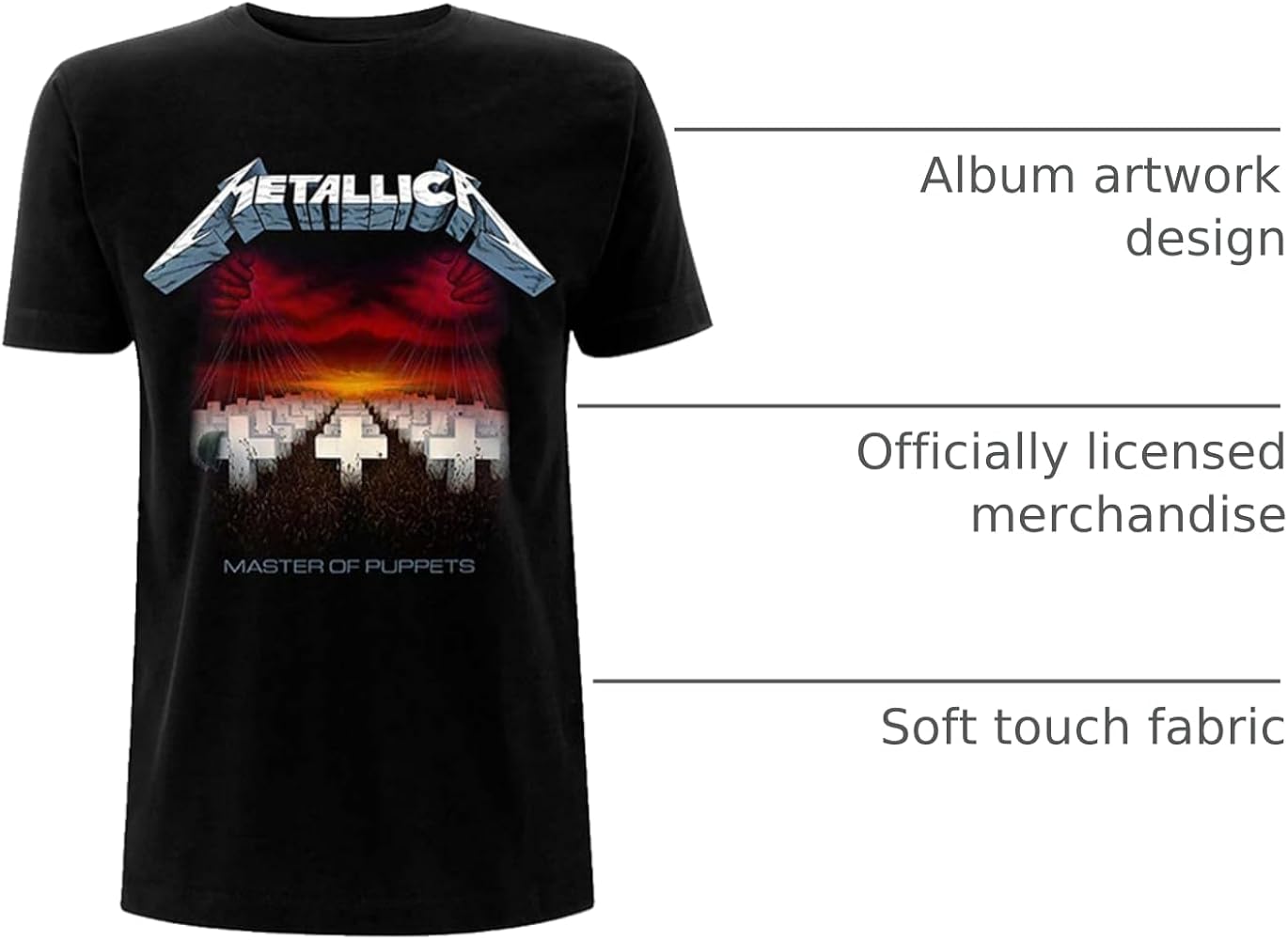 Amazon.com: Metallica Unisex Tee: Master of Puppets Tracks (Back