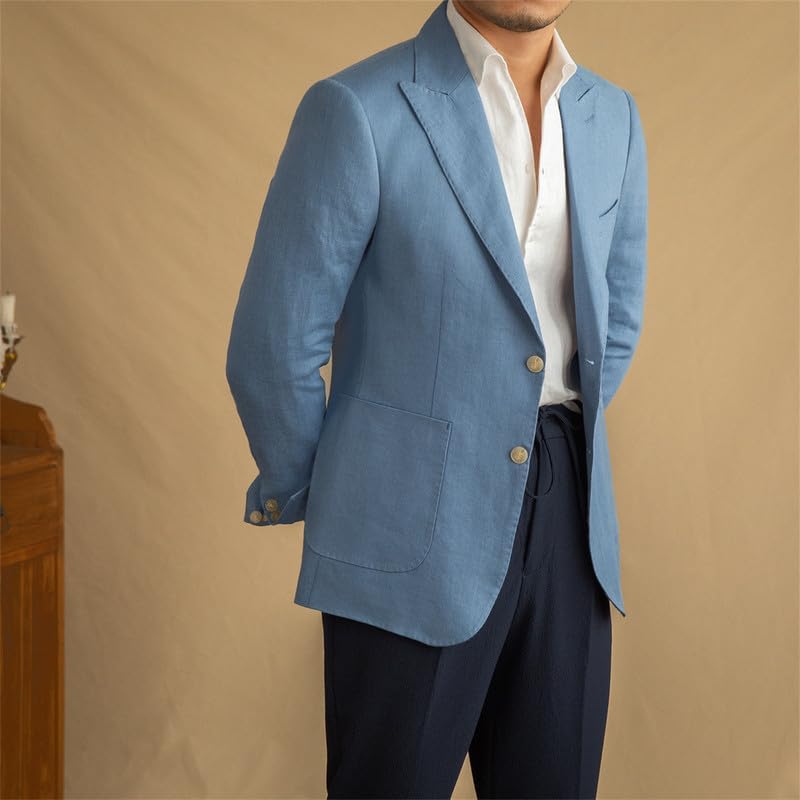 Men's Casual Slim Fit Linen Blazer Regular fit Jacket Lightweight 2 Button Blazer Sport Coat4