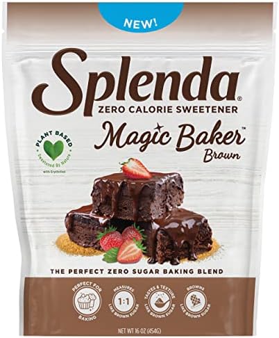 SPLENDA Magic Baker Brown Zero Calorie Plant Based Granulated Baking Blend with Stevia, Erythritol and Allulose – Zero Sugar, Keto Friendly, 1lb (16 oz) Pouch (Pack of 1)
