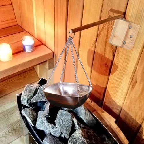 MOUMOUTEN Sauna-Aromaschale, Edelstahl-Sauna-Aromaschale für ätherische Öle Wandhalterung mit verstellbarem Schwenkarm Sauna-Zubehör für Privat- oder Heim-Sauna (Quadratisch 20cm)