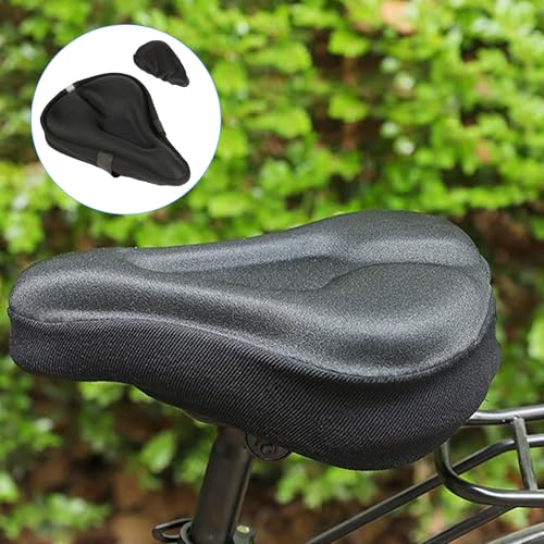 QBXMY7 Bike Seat Cushion, Waterproof Gel Bike Seat Cushion Cover - Soft Padded Comfort for Men & Women