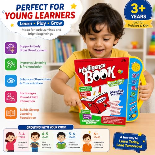 Image of Intelligence Book Interactive Learning Toy for Kids | Phonetic Learning, Parent-Child Interaction, English Alphabet & Numbers, Nursery Rhymes Included, Ages 3+