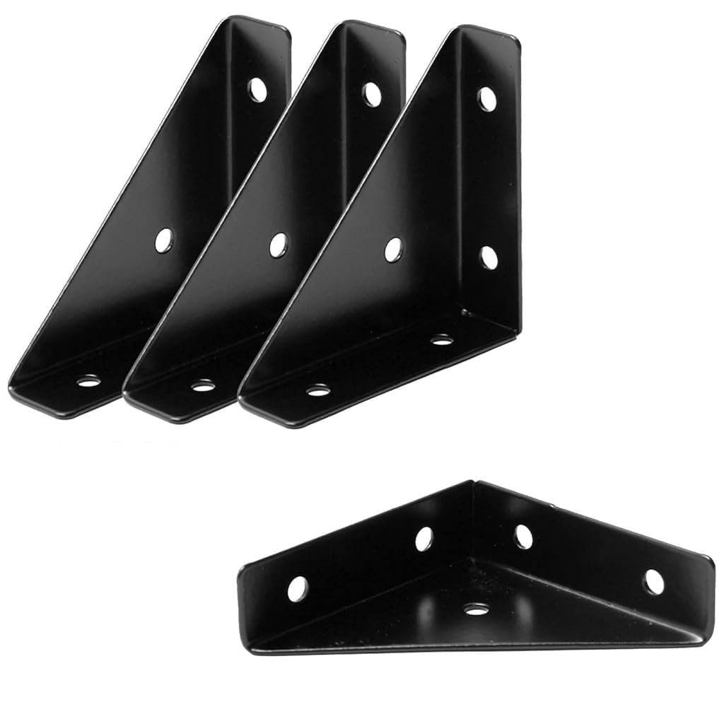 SAWS 4Pcs Steel Corner Braces | 90° L-Brackets for Furniture, Shelves, Cabinets | Heavy Duty Triangle Right-Angle Shelf Support Connectors for Bed, Table, Desk-image-11