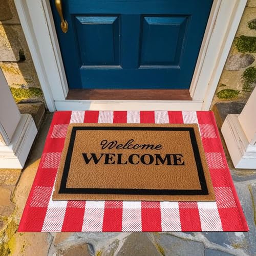 Tapete decorativo rojo y blanco 3x5 pies HOMEMONDE miniatura 2