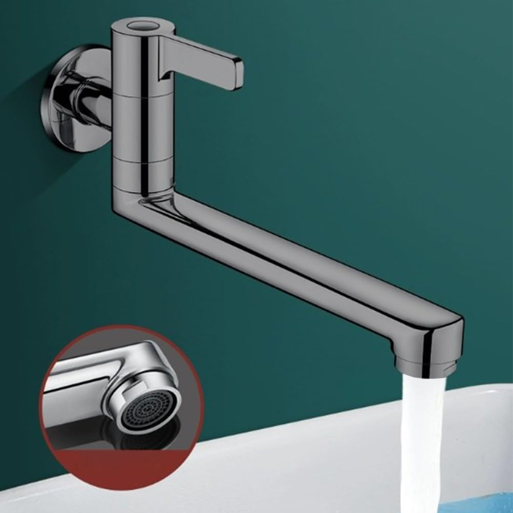 Grifo mezclador de cocina, montado en la pared extendido para fregadero de cocina, grifo de piscina giratorio, grifo de agua fría, para cocinas y piscina (20 cm)