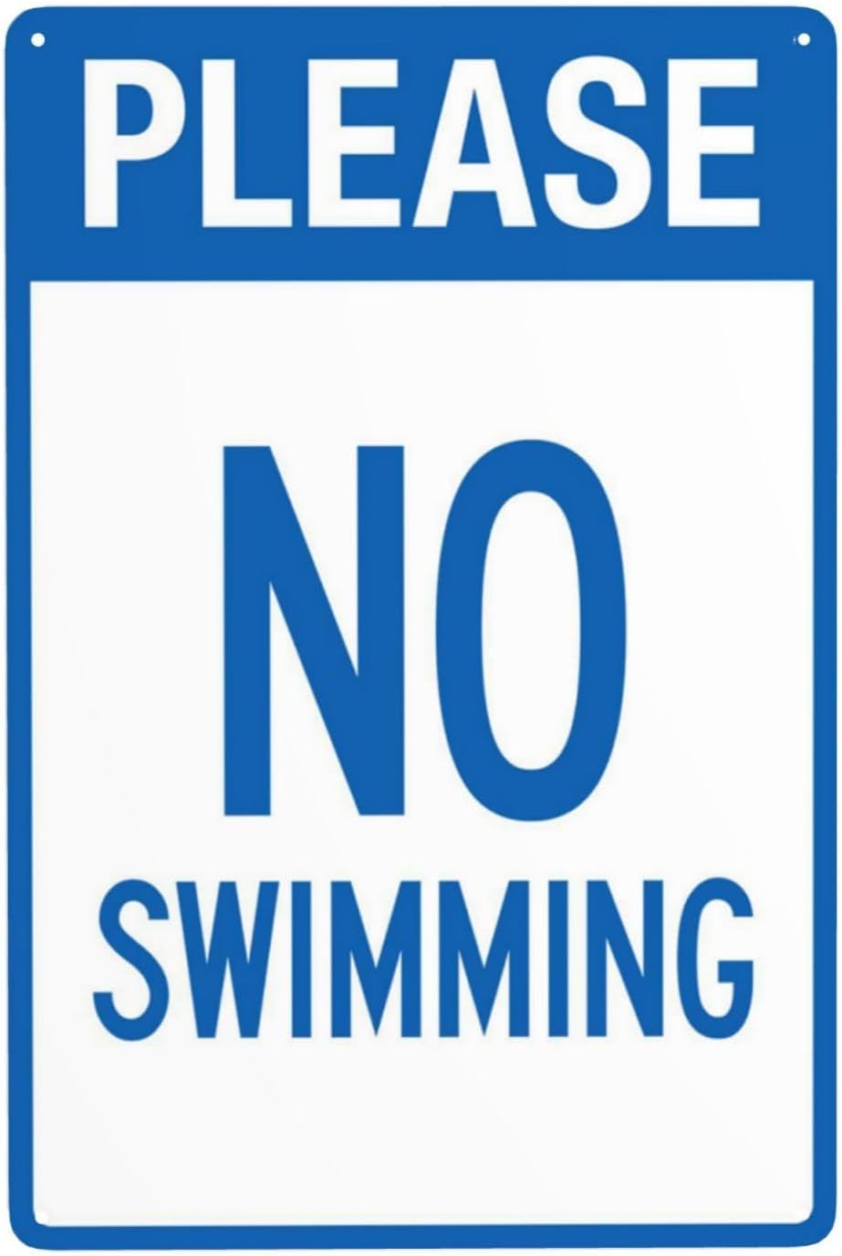 Notice No Swimming Rust Free Aluminum Sign - Retro Pool Rules Decor with Pre-Drilled Holes for Home/Business Pool - 16x12 Inch​