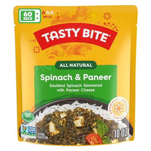Image of Tasty Bite Kashmir Spinach, Ready to Eat, 10 Ounce, Microwavable Entree in Light Curry Sauce, Vegetarian
