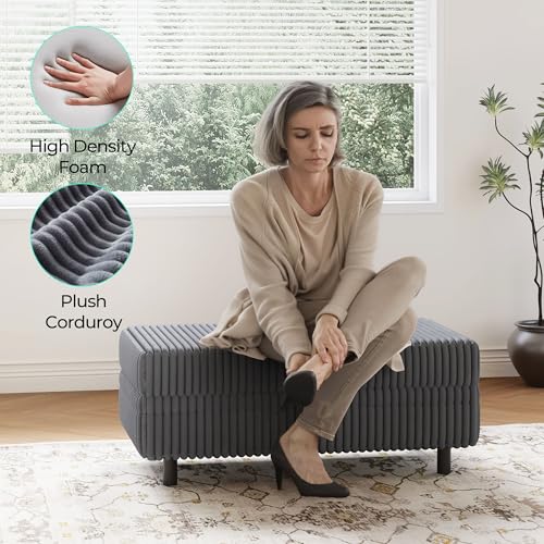Image of LINSY HOME Sectional Sleeper Sofa - Modular Ottoman Module (Grey, Sleeper Sofa Ottoman) | Storage