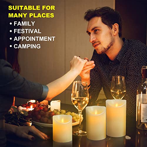 TEECOO Flameless Candles Battery Operated : Candles 4"5"6"H (3.15"D) Set of 3 Ivory Real Wax Pillar LED Candles with 10-Key Remote and Cycling 24 Hours Timer -(Beautiful Decoration for Party)