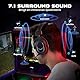 FIFINE Gaming Headset mit Mikrofon, Over Ear Kopfhörer mit Kabel, USB Headset für PC PS4 PS5, RGB Headphone mit 3 EQ-Modi, Surround Sound und Ohrpolster