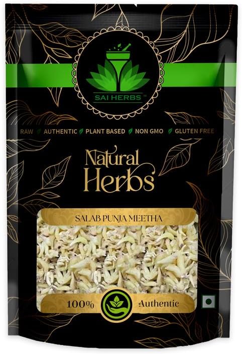 Salab Punja Mitha - Salam Panja Meetha - Salab Panja - Lucky Hand Root - Hatta Haddi - Marsh Orchid - Pure & Natural (100 Grams)