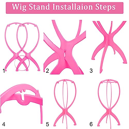 3 Pack Wig Stands for Long Short Hair Portable Collapsible Dryer Travel Extensions Stands - Image 4
