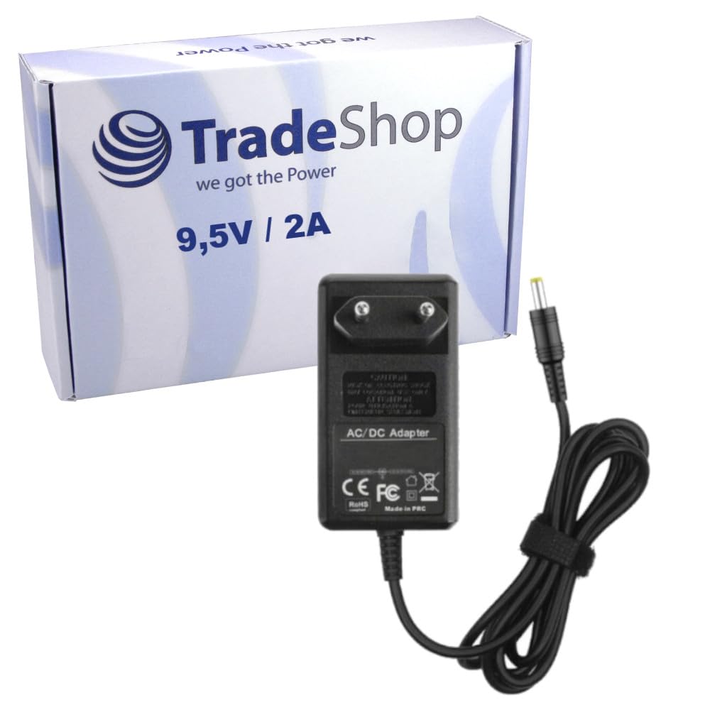 Trade-Shop Alimentatore 9,5V 2000mA 2A - Compatibile Con Casio ADE-95, Sony SRS-XB40 E Tastiere, Spina Rotonda 4,0x1,7mm, Cavo 170cm - 2