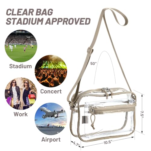 Image of BORMELUN Women's See Through Messenger Bag Clear Stadium Work Crossbody Shoulder Purse