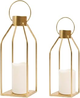 Decorative Lantern 1 Piece Metal Candle Holder Modern Style | Indoor and outside placement for table or mantel display, farmhouse look for living room or area