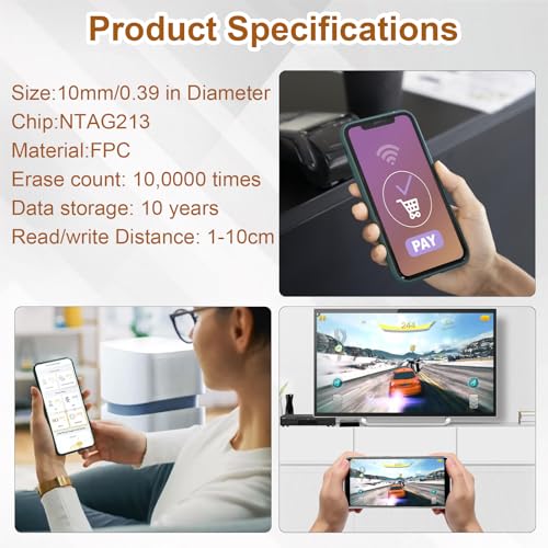 12PCS Mini NFC Aufkleber 1CM NFC Tag Sticker Wasserdicht NTAG213 FPC Aufkleber Tags NFC Sticker Programmierbar NFC Chip NFC Karten RFID Tag für allen Mobiltelefonen und Smart Geräten mit NFC Funktion