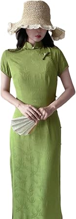 Womens Chinese Dress - Elegant Lace Cheongsam Women Short Sleeve Traditional Vintage Dress Show Costumes Slim