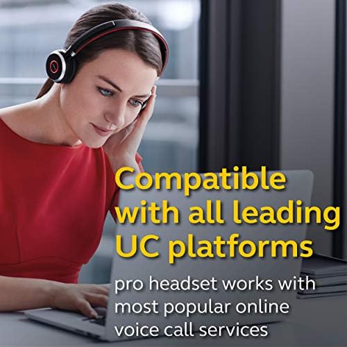 Jabra Evolve 65 UC 6599-829-409 Wireless Headset, Stereo, Includes Link 370 USB Adapter, Bluetooth with Industry-Leading Performance, Passive Noise Cancellation, All Day Battery, Speaker - 5