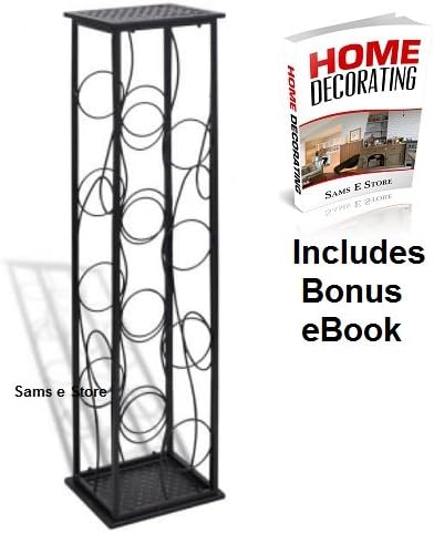 Wine Rack 8 Bottle Floor Standing Wrought Iron Drinks Holder Neutral Stylish Design Sleek and Modern
