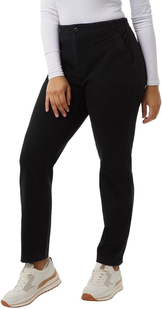32 DegreesWomens Knit Stretch Elastic Waist Twill Pant (Black, XL), X-Large
