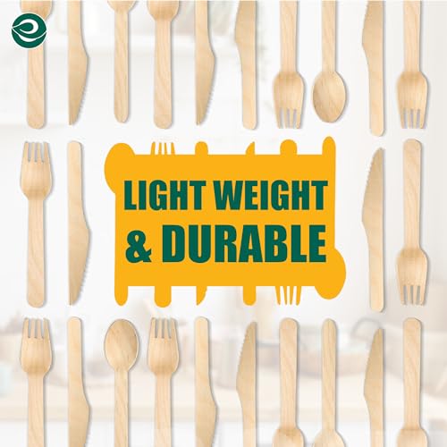 ECO SOUL 100% kompostierbares Einwegbesteck aus Holz (175 teiliges) | Set mit 75 Gabeln, 50 Löffeln & 50 Messern | Biologisch abbaubares, plastikfreies Besteck für BBQ, Party, Picknick & Hochzeit