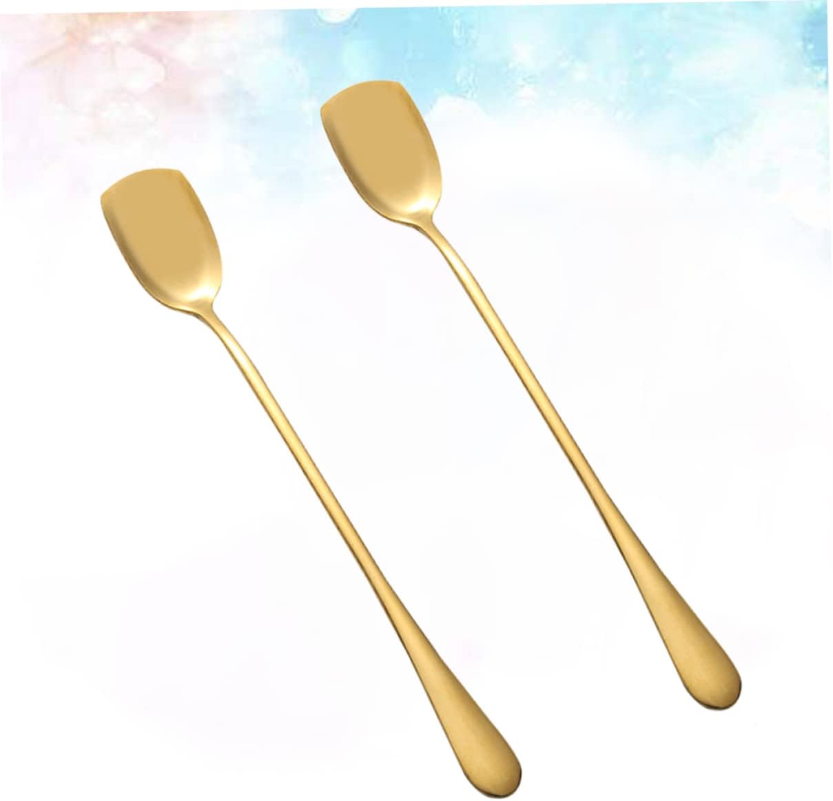 VALICLUD 6pcs Stainless Steel Ice Cream Scoops Long Handle Serving Spoons for Bar Home