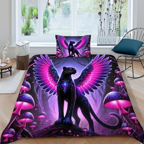 Housse de couette panthère 135x200cm avec taie d'oreiller microfibre - 3