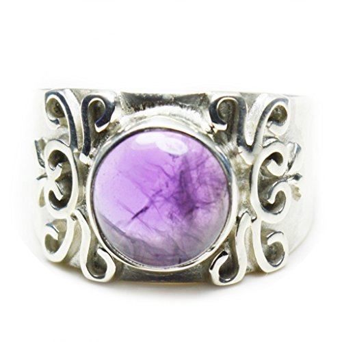 Bague homme améthyste véritable en argent 925 de forme ovale