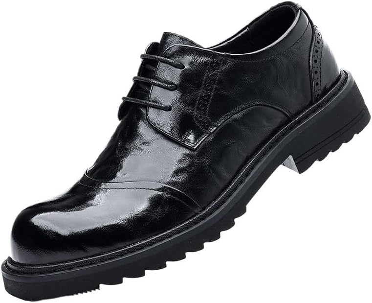 Men's Leather Formal Oxfords Classic Lace-up Comfortable Pointed Toe Dress Shoe Weddingfor Business Derby Shoes
