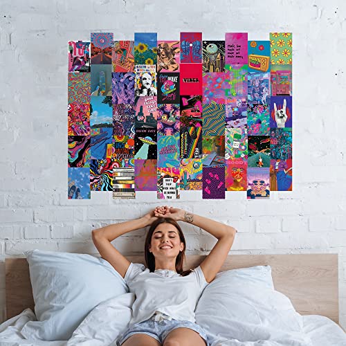 Image of Fardes Indie Room Decor for Bedroom Aesthetic, Indie Wall Collage Kit Aesthetic Pictures for Trippy Room Decor, 50pcs Grunge and Funky Decor Prints